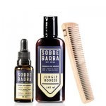 Xampu, óleo para barba e pente fabricado artesanalmente da Sobrebarba