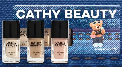 Cathy Beauty lança novo trio de esmaltes Teddy Bear com tons claros e neutros