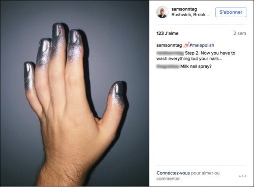 Exemplo da tendência "male polish" no Instagram.
